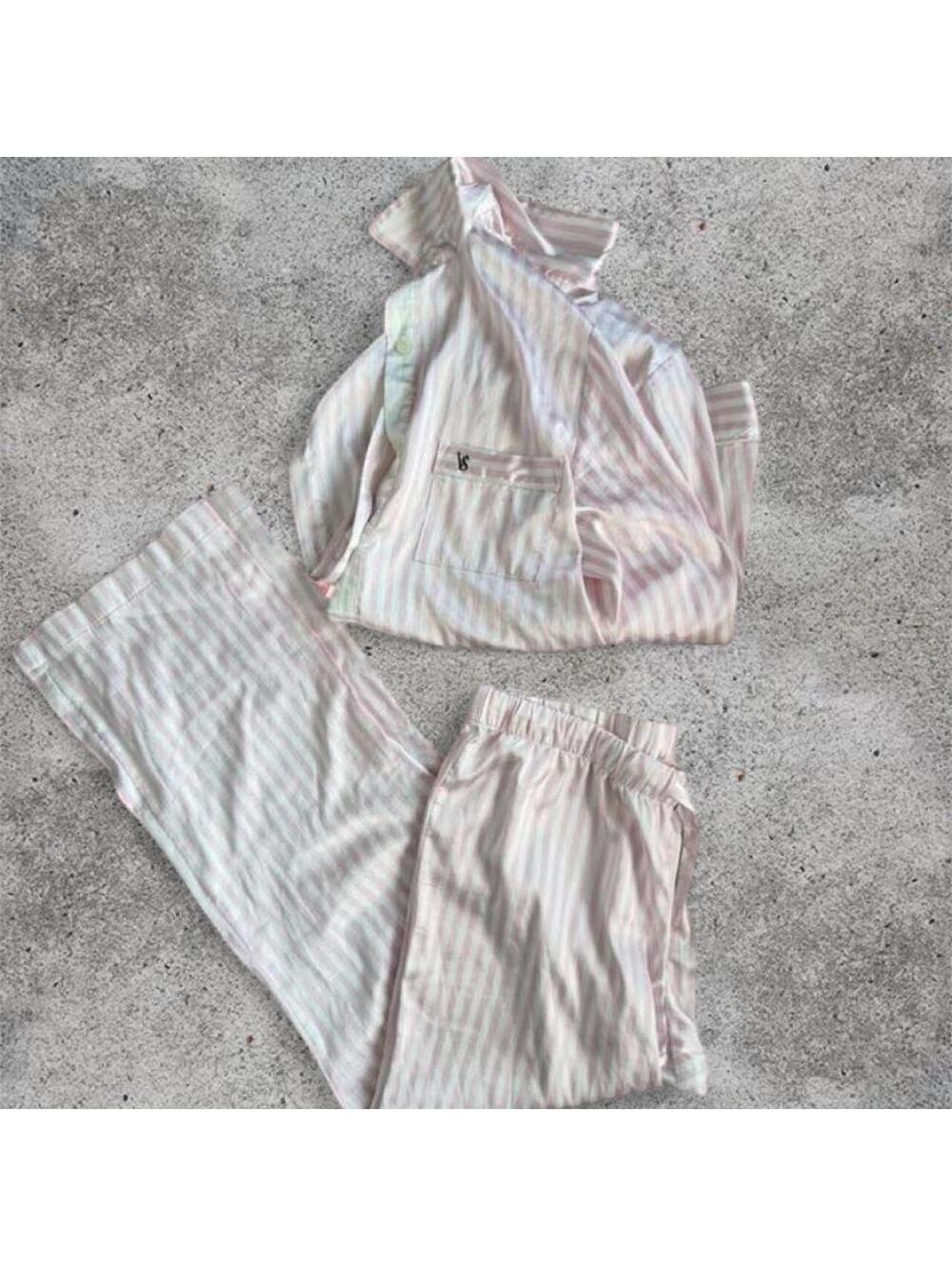 Victoria’s Secret pink and white striped pj set
